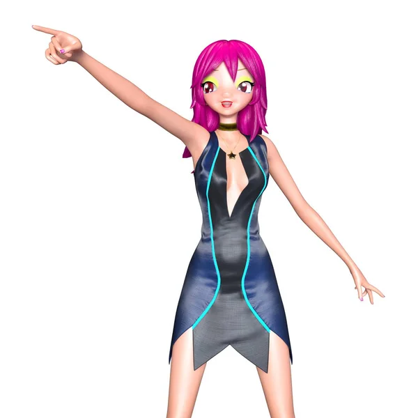 3D CG representación de una chica de dibujos animados — Foto de Stock