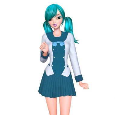 bir çizgi film kızın 3d cg işleme