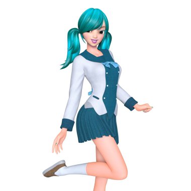 bir çizgi film kızın 3d cg işleme