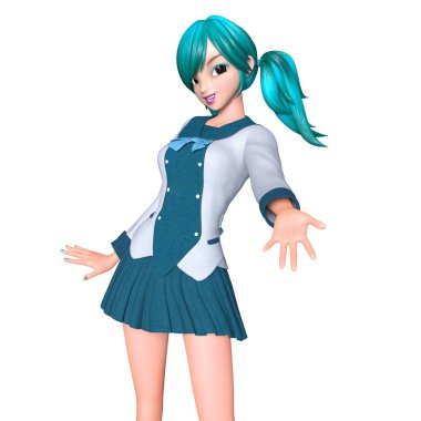 bir çizgi film kızın 3d cg işleme