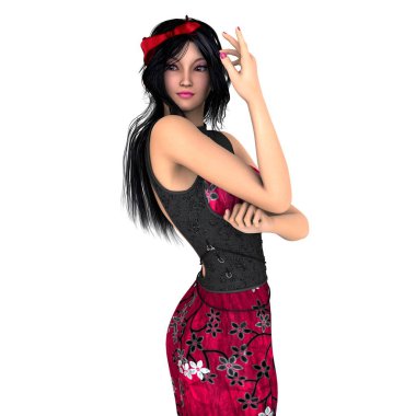 genç bir kadının 3d cg işleme