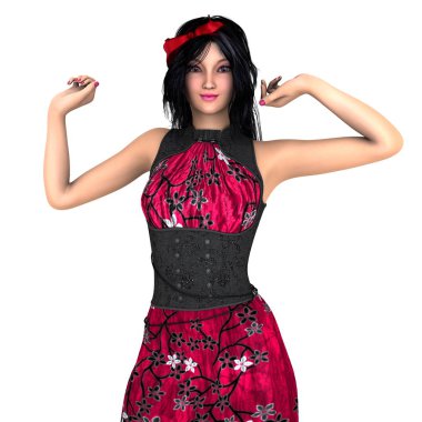 genç bir kadının 3d cg işleme