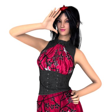 genç bir kadının 3d cg işleme