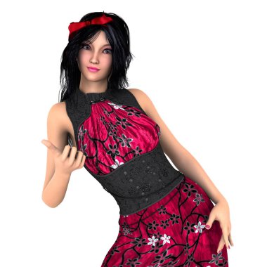 genç bir kadının 3d cg işleme