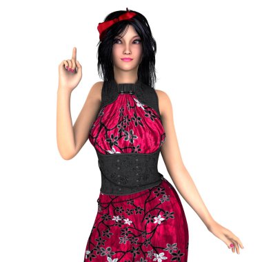 genç bir kadının 3d cg işleme