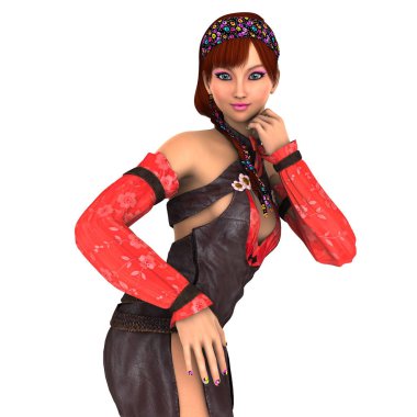 genç bir kadının 3d cg işleme