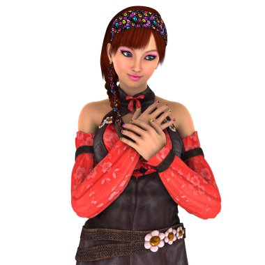 genç bir kadının 3d cg işleme