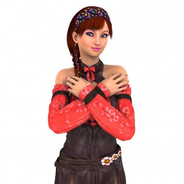 genç bir kadının 3d cg işleme