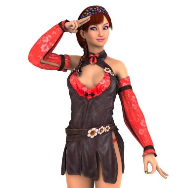 genç bir kadının 3d cg işleme