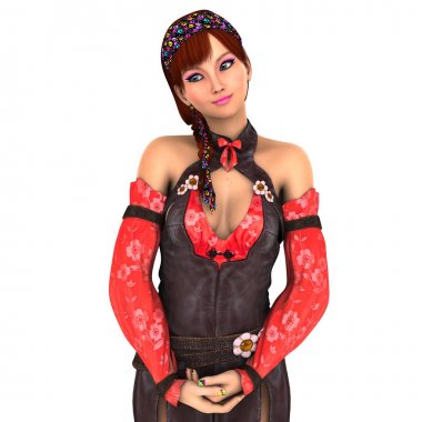 genç bir kadının 3d cg işleme