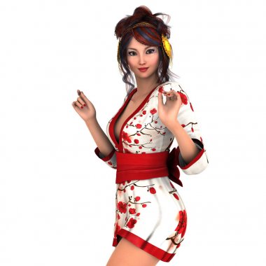 genç bir kadının 3d cg işleme