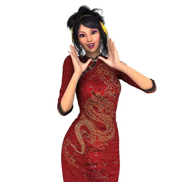 Giovane donna con abito cinese — Foto Stock