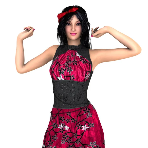 genç bir kadının 3d cg işleme