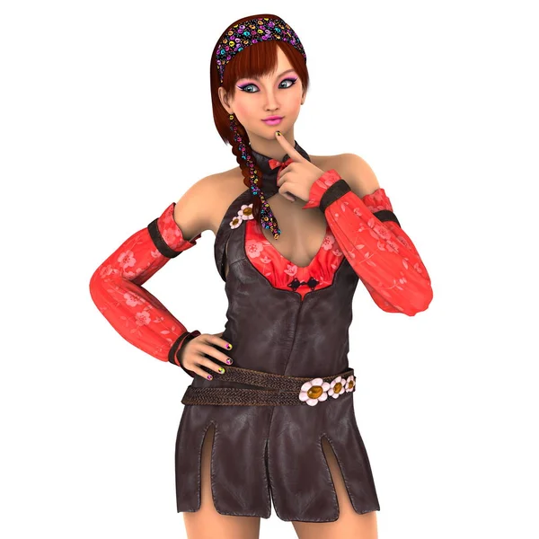 genç bir kadının 3d cg işleme