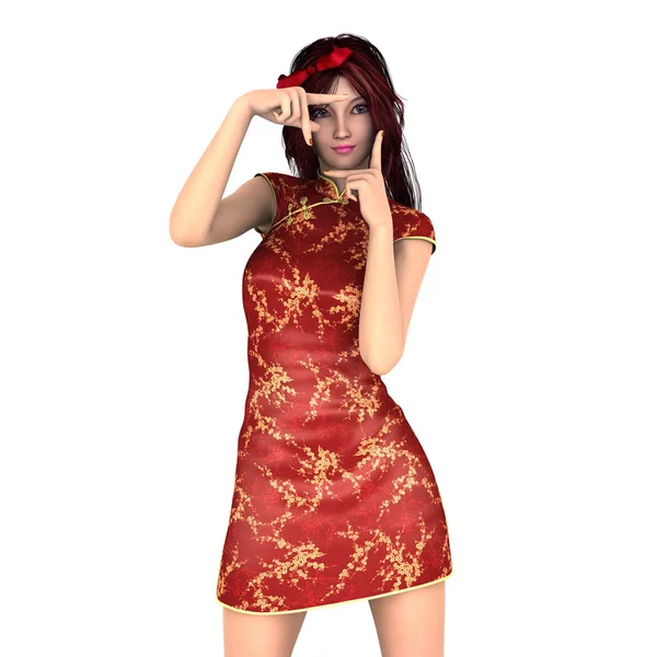 Junge Frau mit chinesischem Kleid — Stockfoto