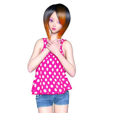 genç bir kadının 3d cg işleme