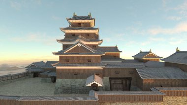 3d cg işleme Japon kale