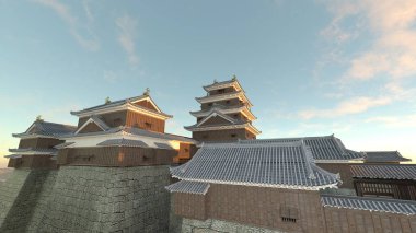3d cg işleme Japon kale