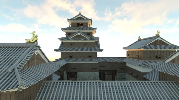 3D CG rendering af det japanske slot - Stock-foto