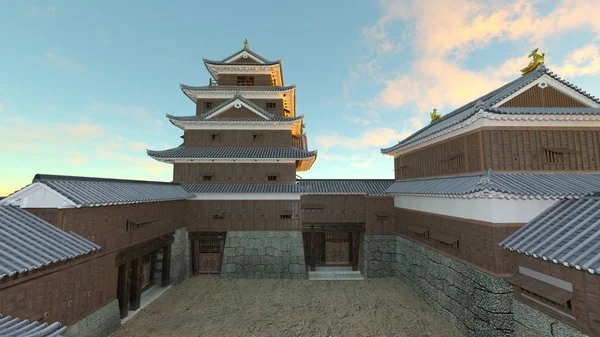 3D vykreslování cg japonské hradu — Stock fotografie