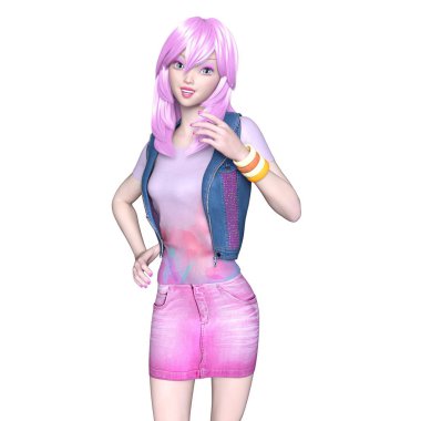 genç bir kadının 3d cg işleme