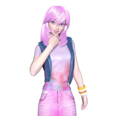 genç bir kadının 3d cg işleme