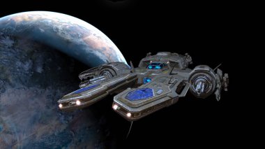 bir uzay gemisi 3d cg render