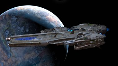 bir uzay gemisi 3d cg render
