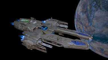 bir uzay gemisi 3d cg render