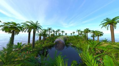 Bahçe gölet ve wisteria kafes