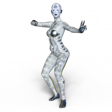 3d cg işleme bir kadın robot