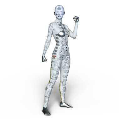 3d cg işleme bir kadın robot