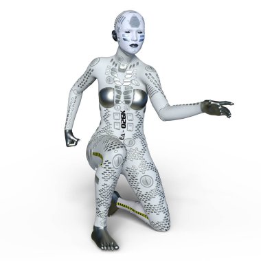 3d cg işleme bir kadın robot