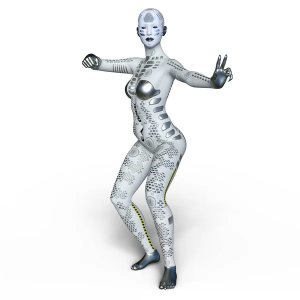 Representación 3D CG de un robot femenino — Foto de Stock