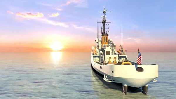 3D cg-rendering av en patrullbåt — Stockfoto