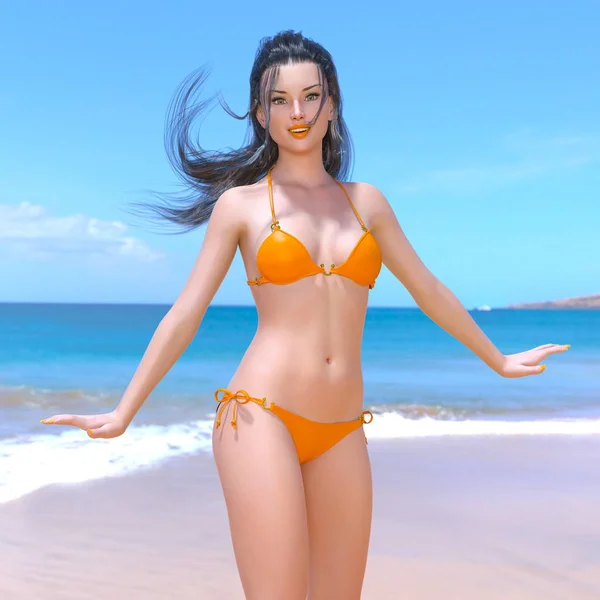 3D cg Darstellung einer Bikini-Frau — Stockfoto