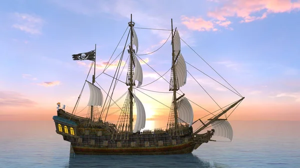 3D CG renderização do barco à vela — Fotografia de Stock