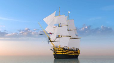 bir yelkenli tekne 3d cg render