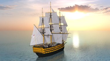 bir yelkenli tekne 3d cg render