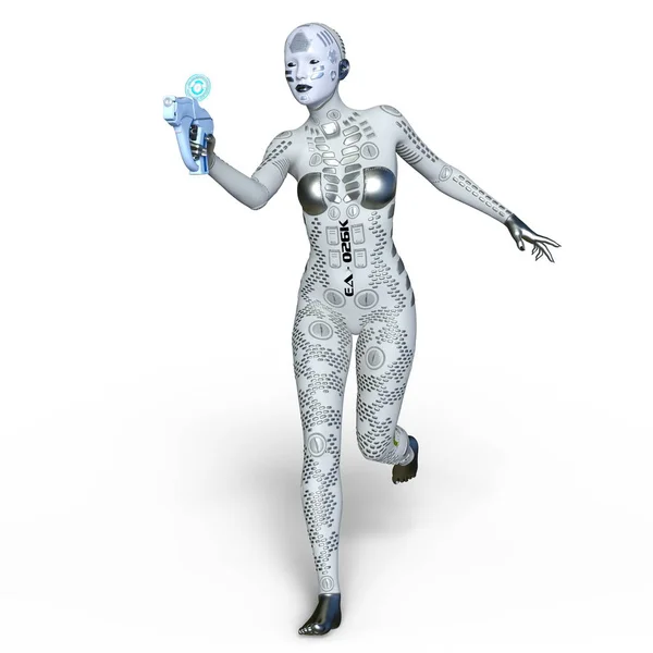 3D rendu 3D d'un robot féminin — Photo