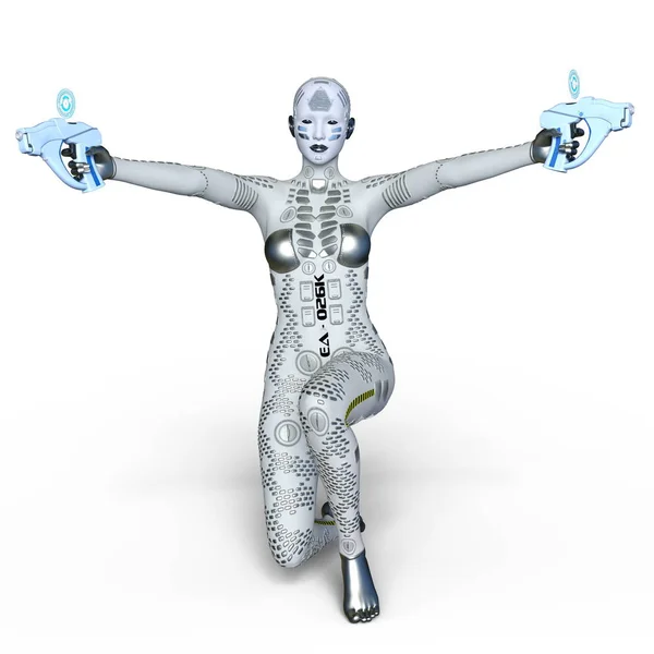 3D cg-rendering av en kvinnlig robot — Stockfoto