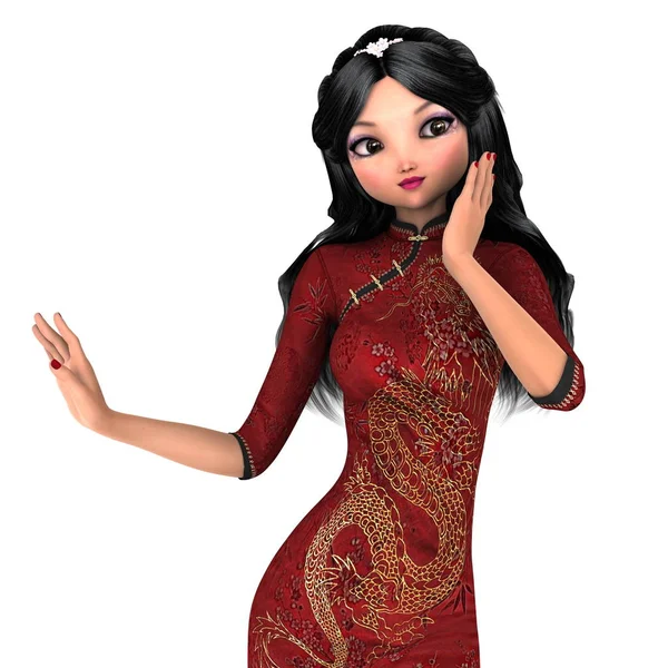Jovem com vestido chinês — Fotografia de Stock