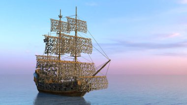 bir yelkenli tekne 3d cg render