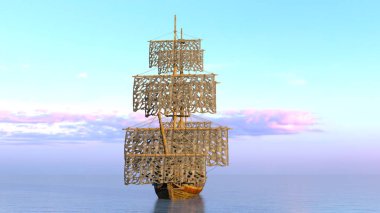 bir yelkenli tekne 3d cg render