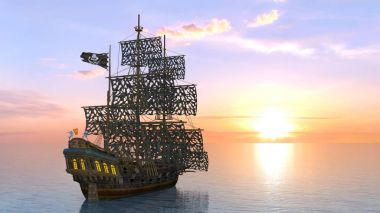 bir yelkenli tekne 3d cg render