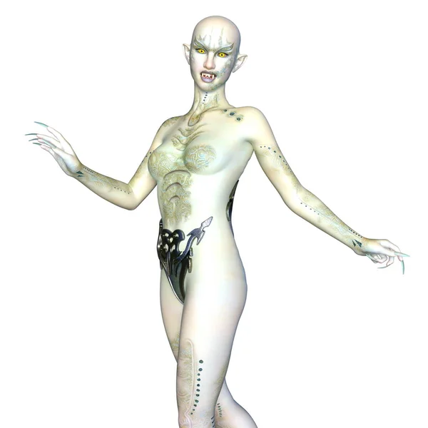 3D cg-rendering av en kvinnlig utomjording — Stockfoto