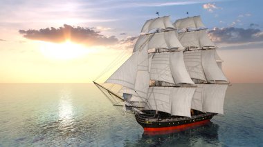 bir yelkenli tekne 3d cg render