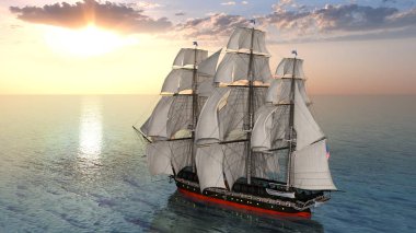 bir yelkenli tekne 3d cg render