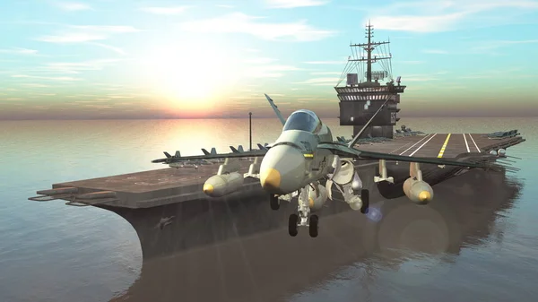 3D cg Darstellung des Flugzeugträgers — Stockfoto