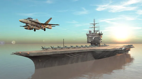 3D CG rendering of the aircraft carrier — Stock Photo, Image